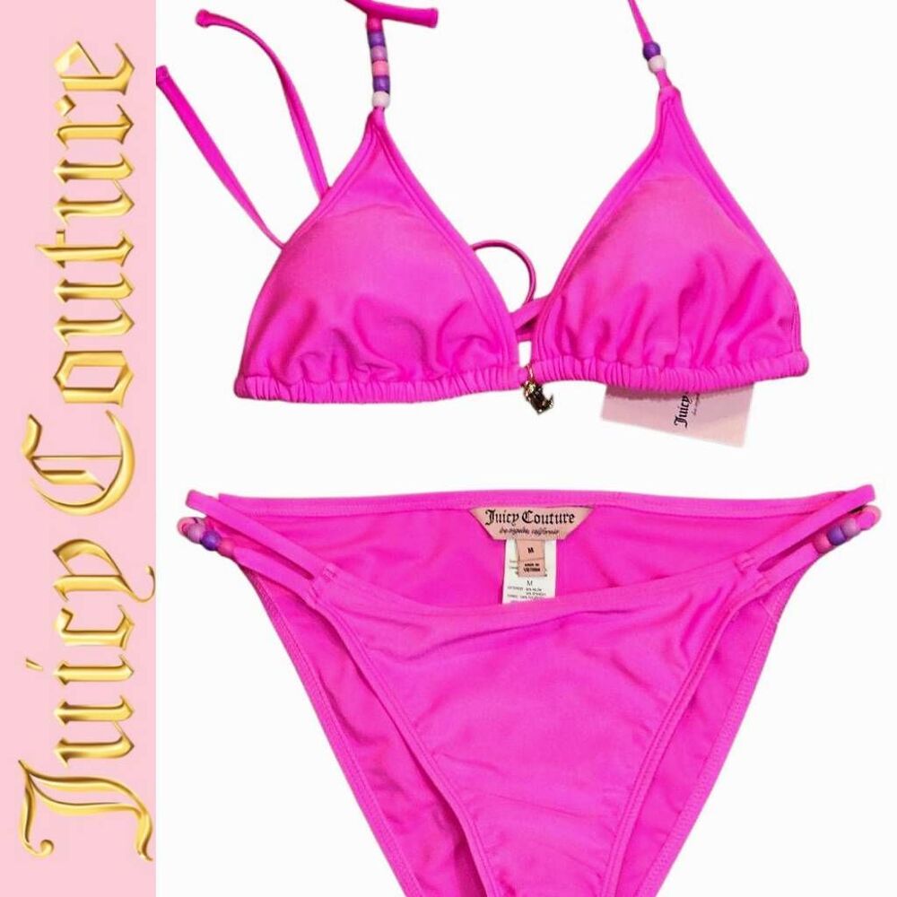 Juicy Couture Charms & Beads‎ Triangle Beaded Bikini Swimwear- Mage